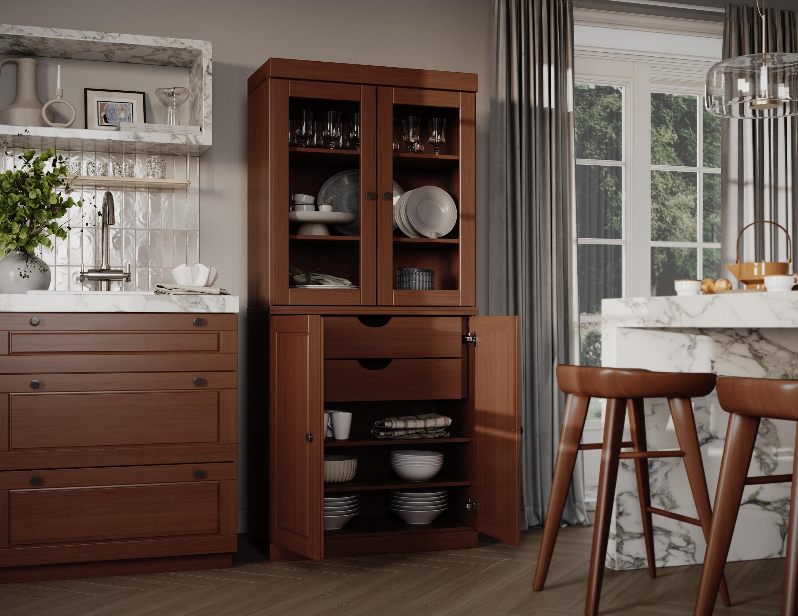 PALACE IMPORTS 100% Solid Brazilian Pine Wood Pantry Cabinet