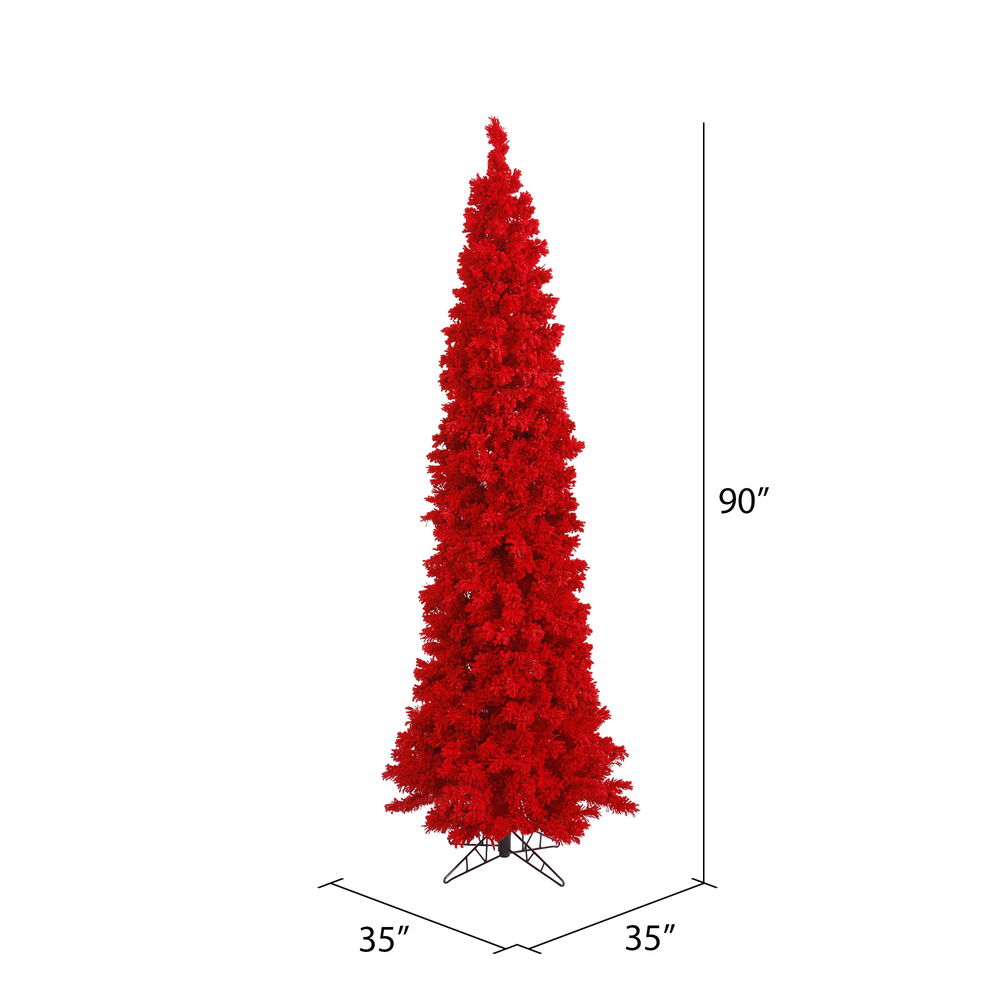 K168076LED - Flocked Red Fir Christmas Tree | Vickerman