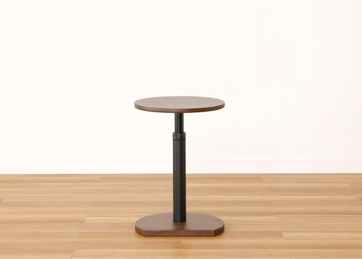 テン・サイドテーブル～高さ50~70cm調整可能～無垢材で作られた円形天