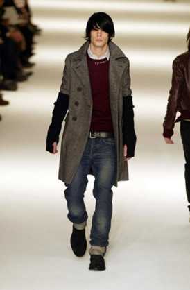 2004AW Dior hommeレザーエルボーパッチニット／ディオールオムエディ