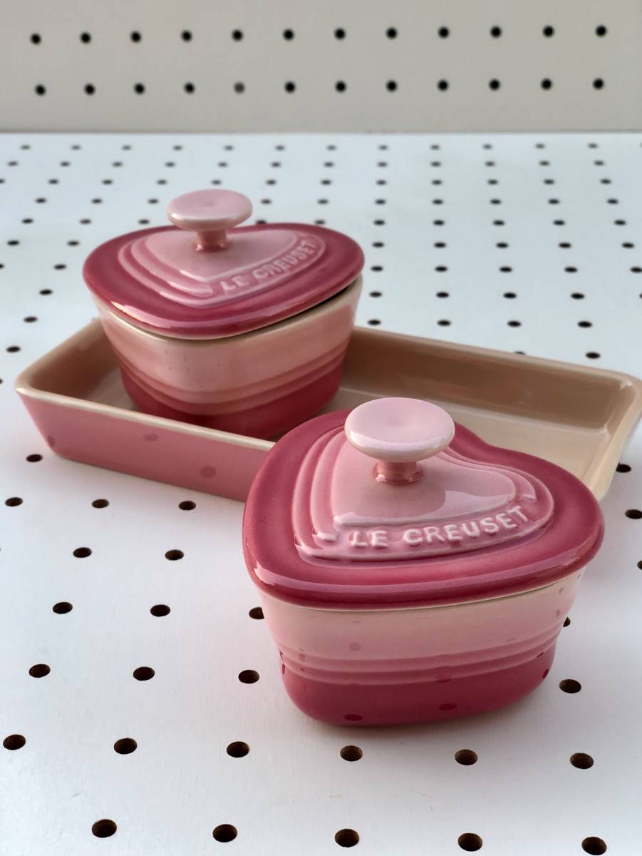 ル・クルーゼ』未使用ココットダムール♡ハートセット♡レッドピンク