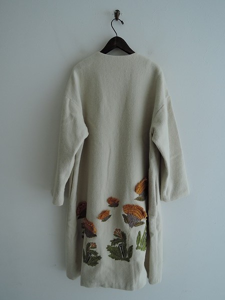 □ビアズリー BEARDSLEY *刺繍入りウール混コート*F毛混アウター羽織
