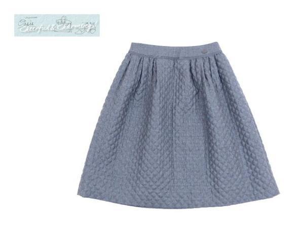 FOXEY スカート ダイアゴナル 40 ミディアムグレー ウール ロゴ