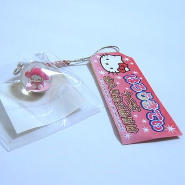 へ*可様 ハローキティ 根付 ストラップ 【希少】 十二支 酉 水入り丸玉