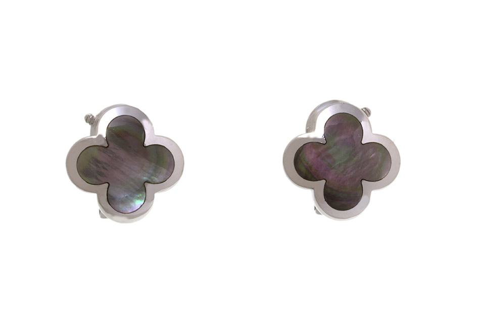 ピュアアルハンブラ ピアス ブラックシェル/K18WG