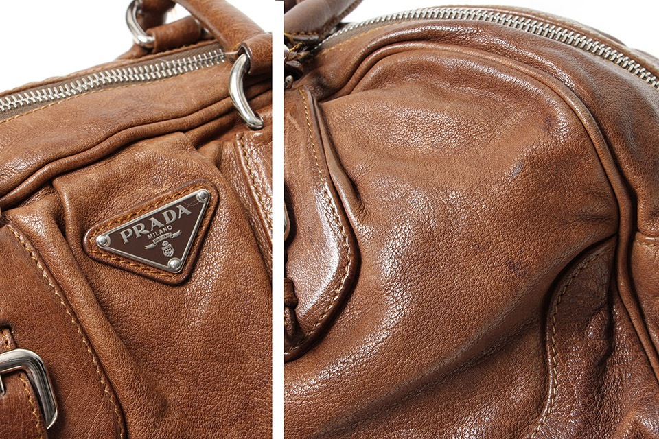 ミニボストンバッグ レザー ブラウン BL0342