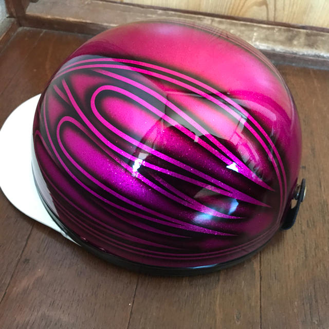 限定値下げ出品 ピンクラメ ファイヤーパターン コルク半 ヘルメットの
