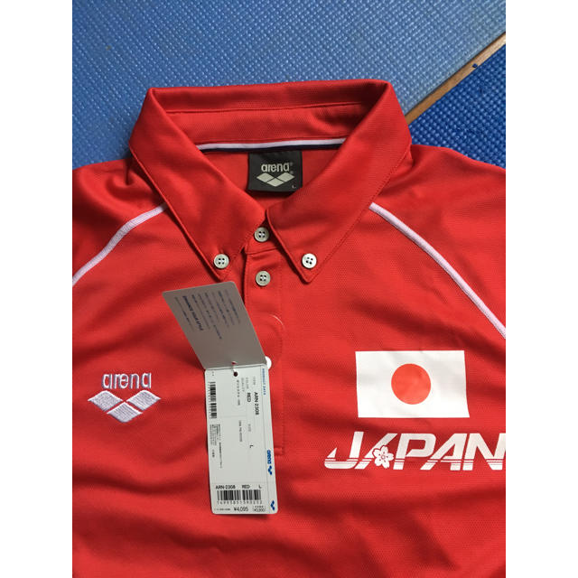 arena - 競泳日本代表ポロシャツ赤arenaサイズL五輪ワールドカップ水泳