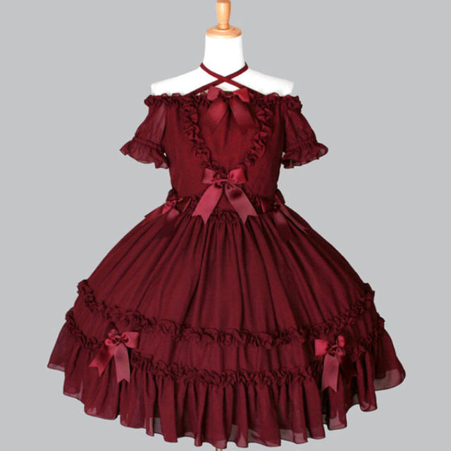 アンドロミオANDROMEO赤ゴスロリロリータワンピースリボンワインレッド