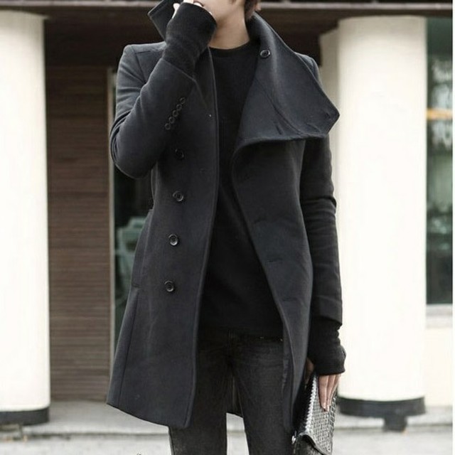 ♥新商品♥ モード系 デカ襟 チェスターコート 黒 ヨウジヤマモト 系の