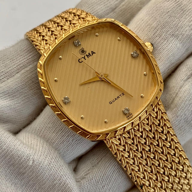CYMA - シーマ cyma 腕時計 604 4ptダイヤ ゴールド 電池交換済みの