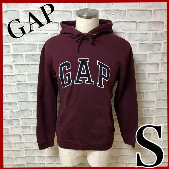 GAP - ギャップ プルオーバー パーカー アーチ型デカロゴ 刺繍 ワイン