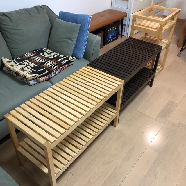 IKEA - 【廃盤品】IKEA 1番左のモルゲル MOLGER ベンチ 棚 木製ラック
