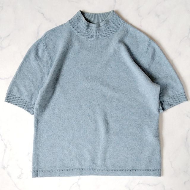 DAKS - ダックス アンサンブルニット くすんだ水色 ビーズ カシミヤ混