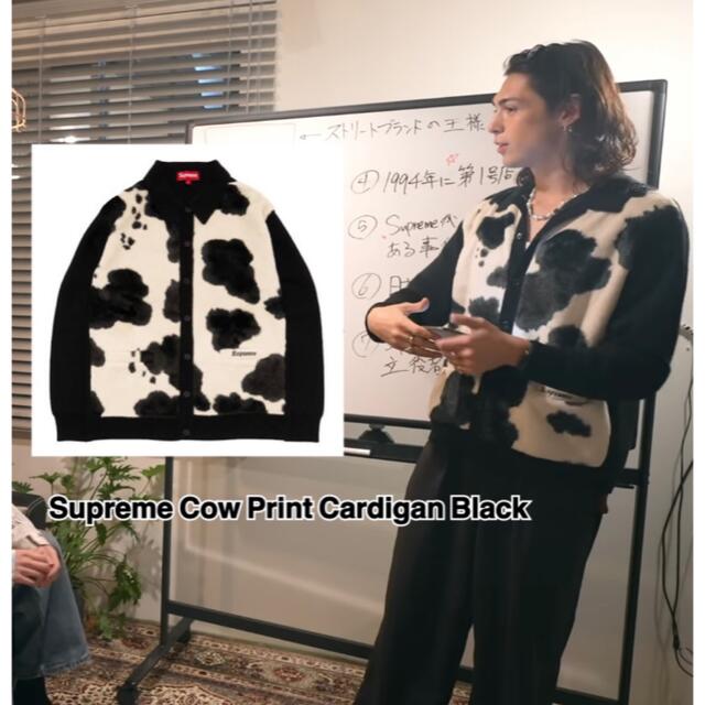 Supreme - 【Lサイズ】Supreme Cow Print Cardigan Blackの通販 by