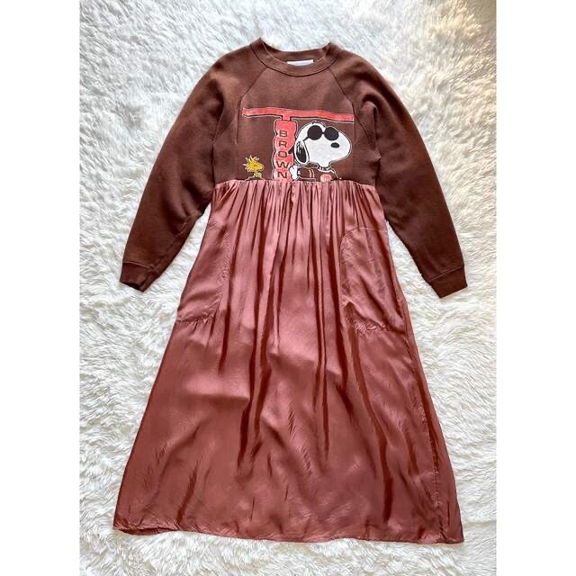 ☆potto ポト リメイクワンピース スウェット 切替 スヌーピーの通販