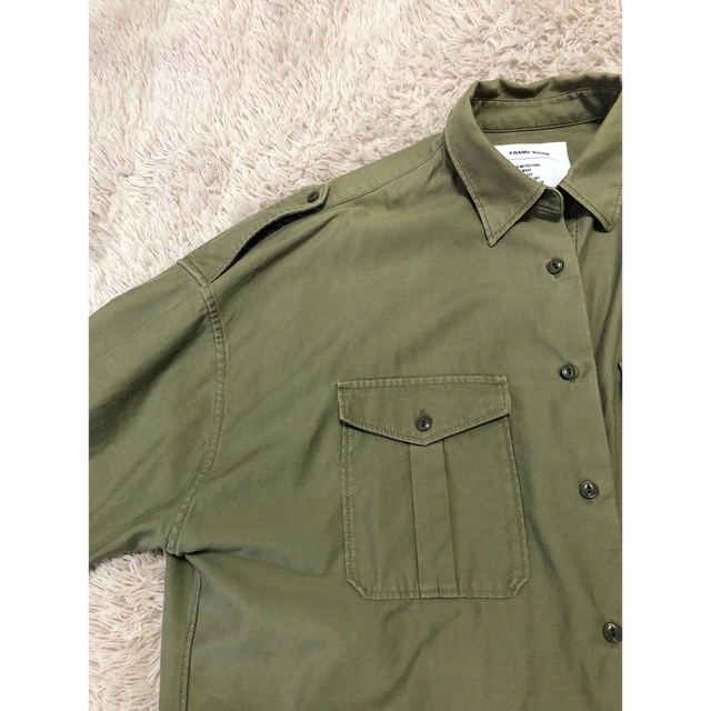 FRAMeWORK - FRAMeWORK バックサテン ミリタリーシャツ カーキ ビック