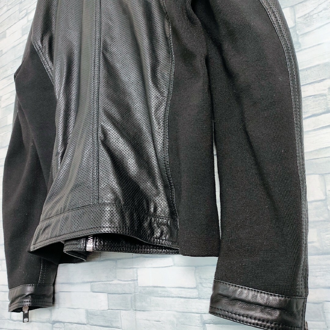 DIESEL☆シープスキン パンチングレザージャケット M 黒 虎 : [Diesel