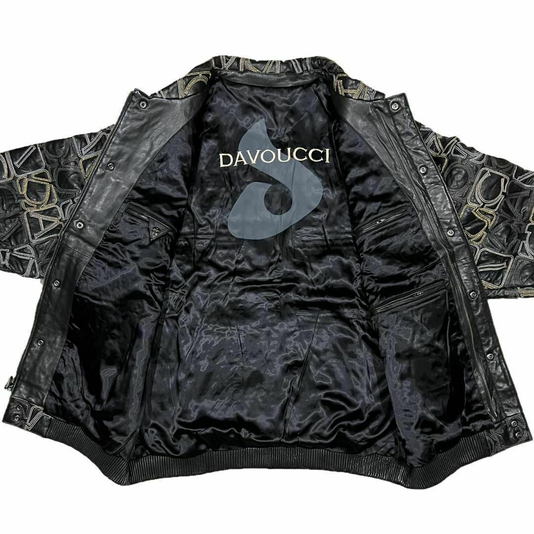 DAVOUCCI - ダボーチ 型押し モノグラム リアルレザー ジャケット