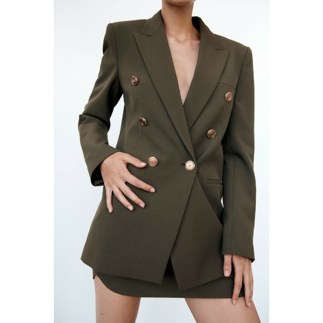 ZARA - ZARA テーラードボタンブレザー XSサイズ カーキの通販 by