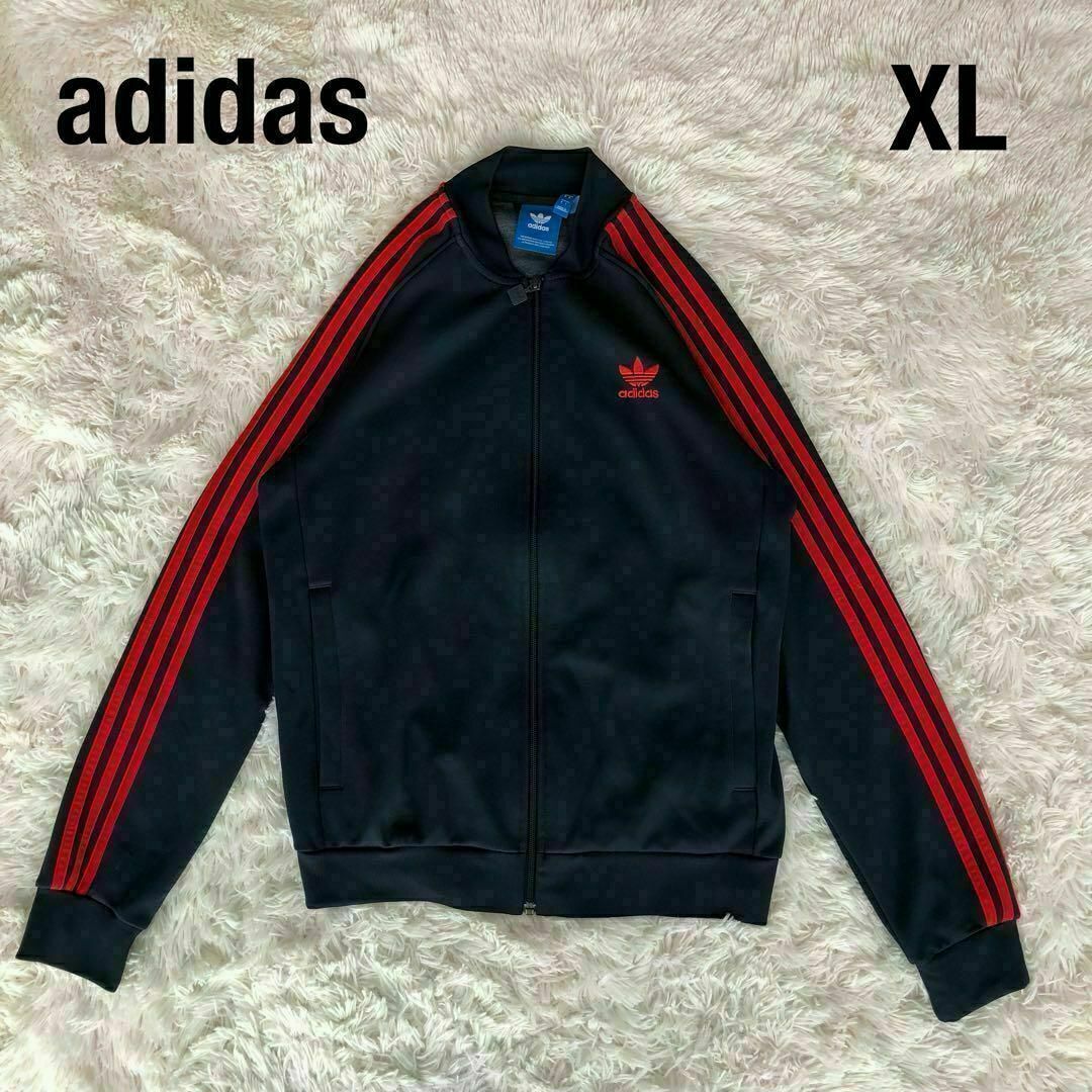 adidas - Adidasアディダストラックジャケット紺ネイビー赤ライン