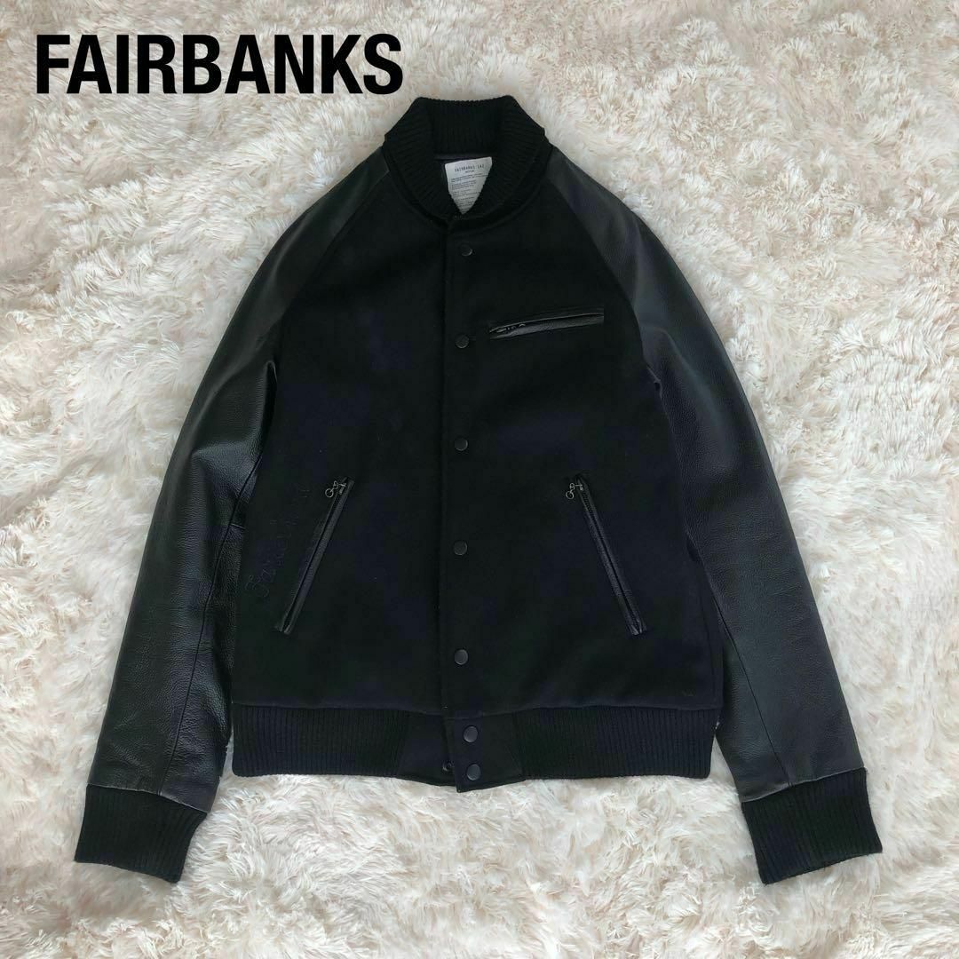 AZUL by moussy - FAIRBANKS142 AZULウール×レザースタジャンブラック