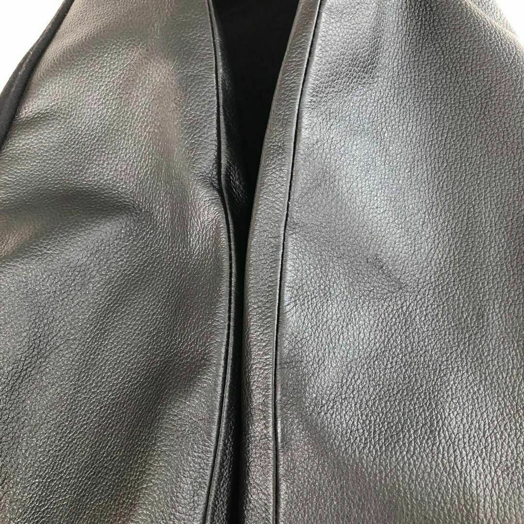 AZUL by moussy - FAIRBANKS142 AZULウール×レザースタジャンブラック