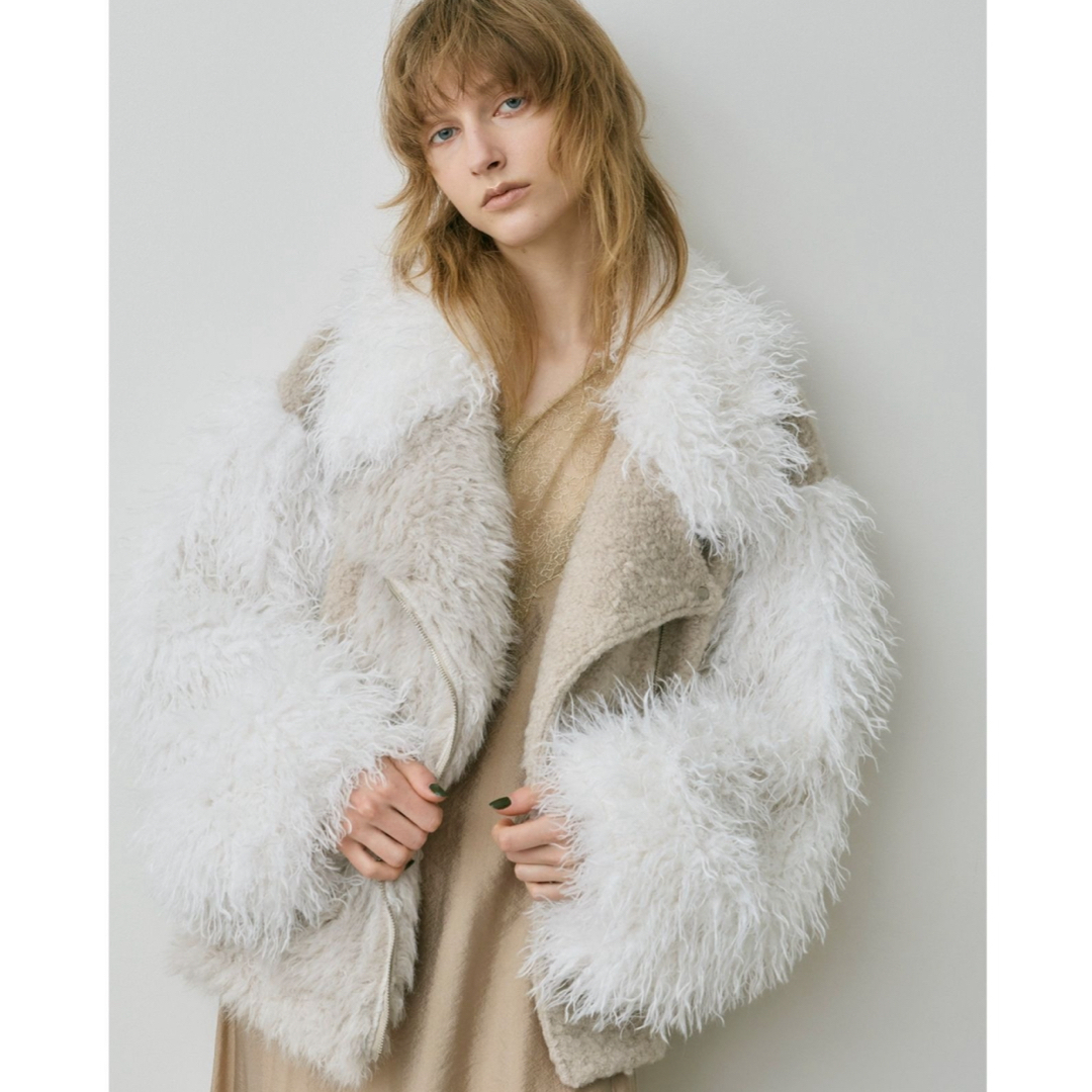 la belle Etude - 異素材ボリュームファーライダースジャケットの通販