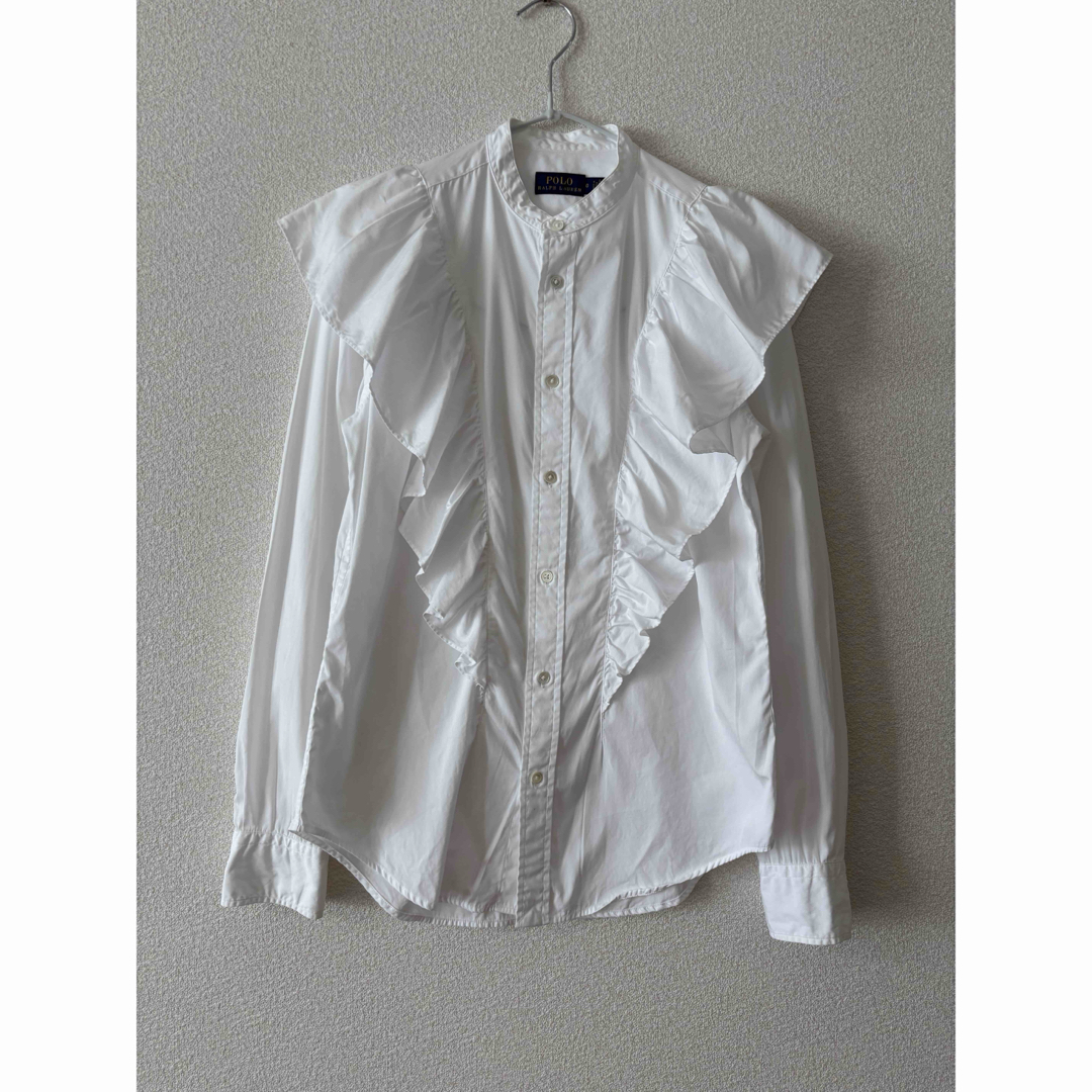POLO RALPH LAUREN - ラルフローレン バンドカラー フリル シャツ 白の