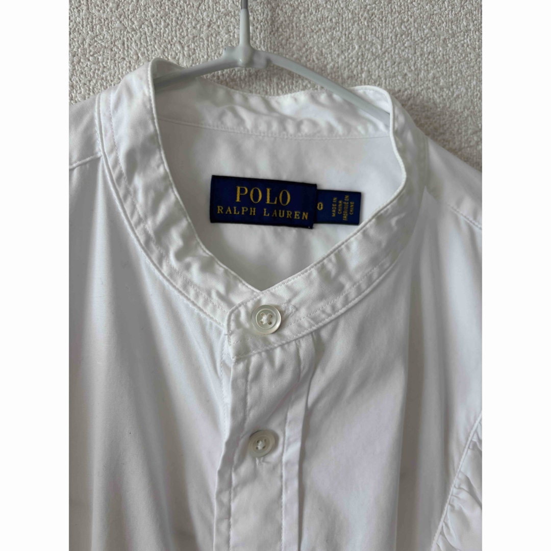 POLO RALPH LAUREN - ラルフローレン バンドカラー フリル シャツ 白の