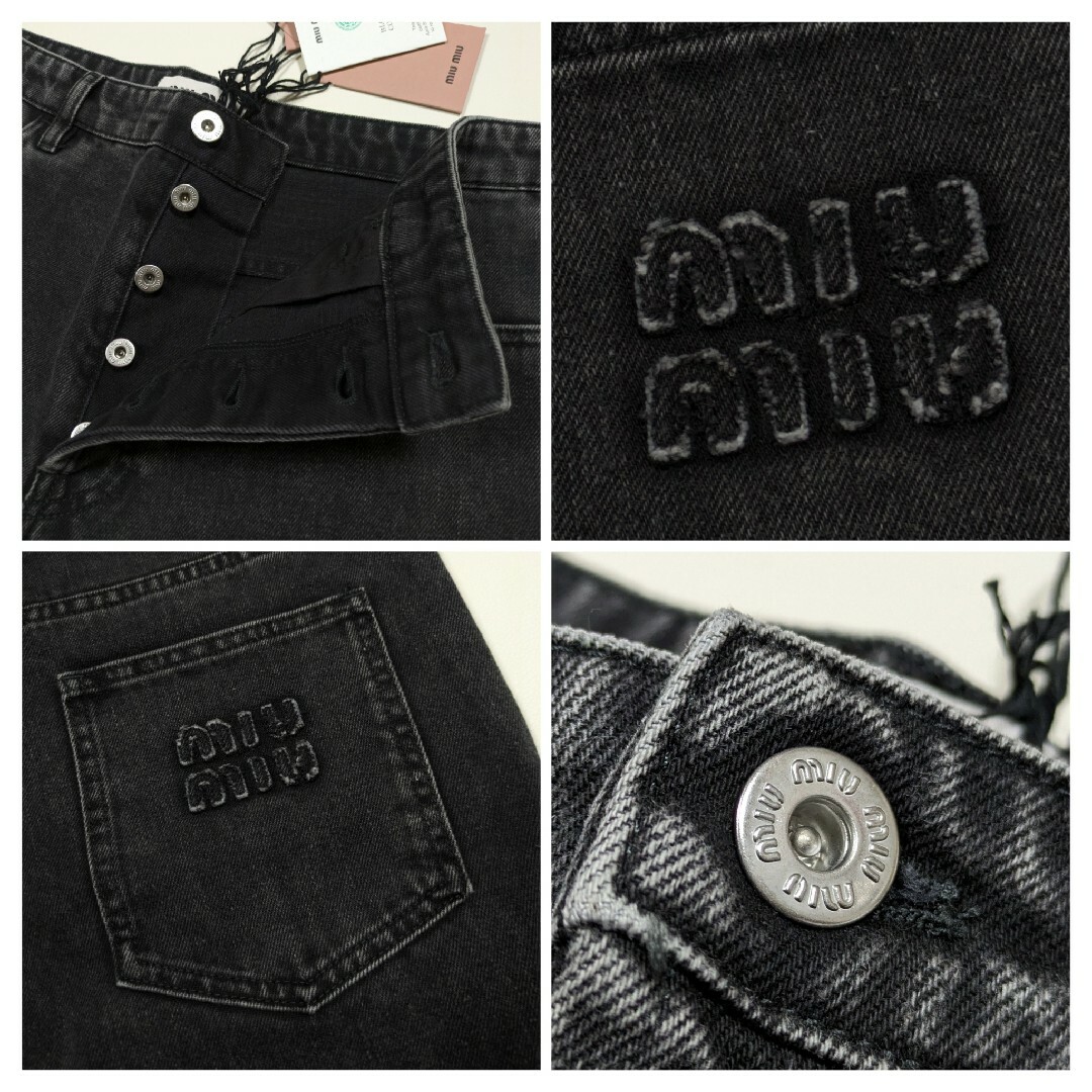 MIU MIU - miumiu ミュウミュウ ライン デニム ブラック 27サイズの