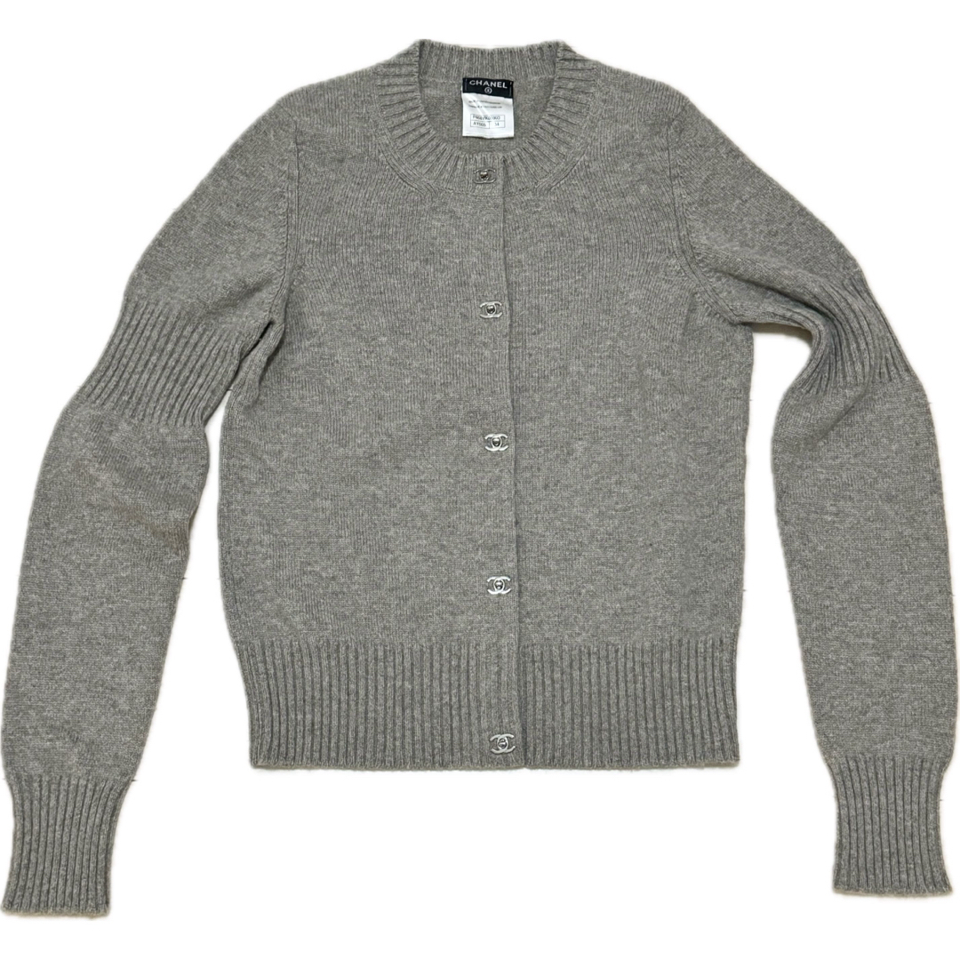 CHANEL - CHANEL シャネル ターンロック カーディガン カシミヤ グレー