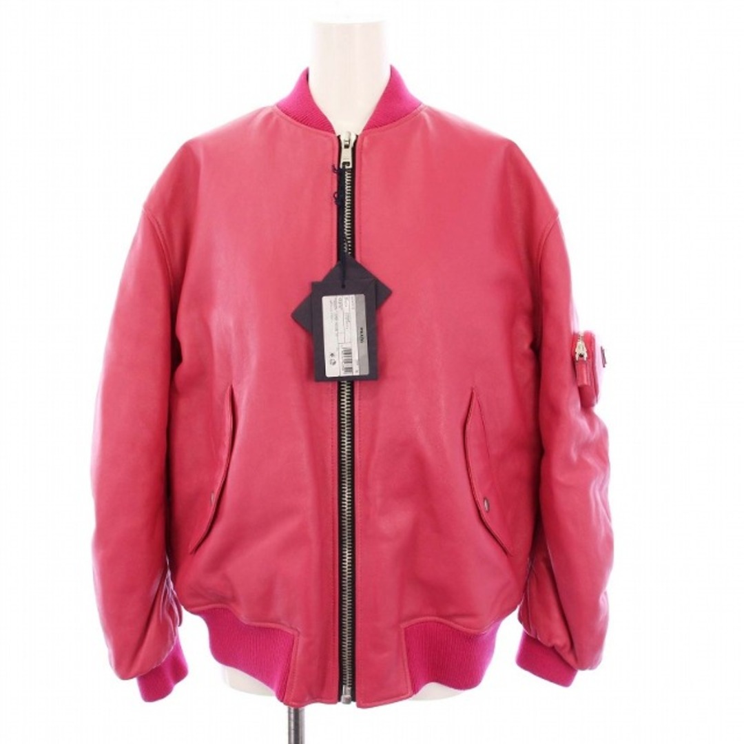 PRADA - プラダ ラフシモンズ レザーボンバージャケット 中綿 三角