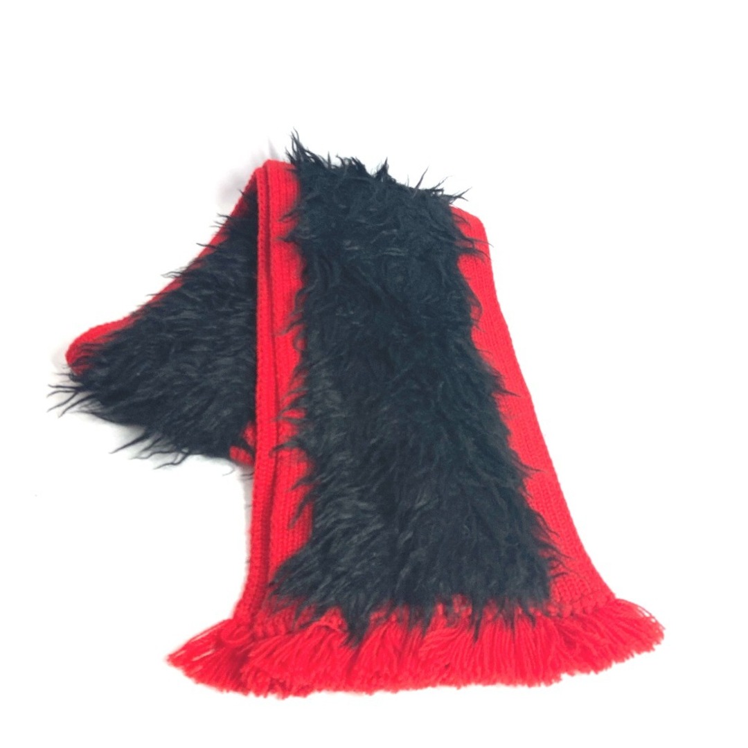 PRADA - プラダ PRADA バイカラー ファー マフラー ウール ブラック 美