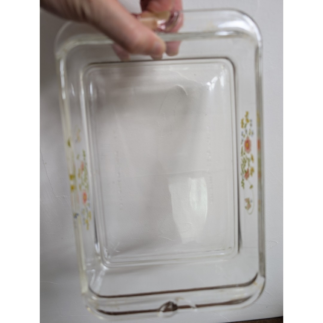 Pyrex - 昭和レトロ】蓋付きガラス製保存容器オールドパイレックス花柄