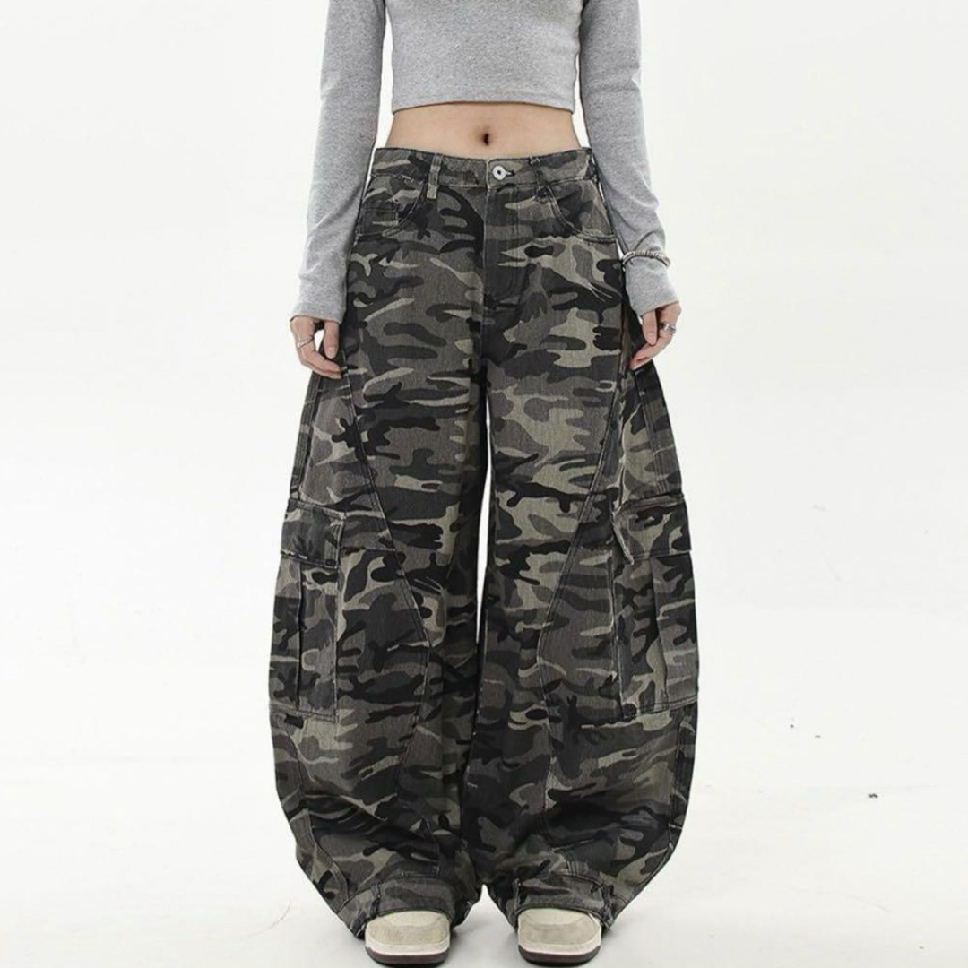 y2k デニムパンツ 迷彩バギーデニム 迷彩デニム Lサイズの通販 by F's