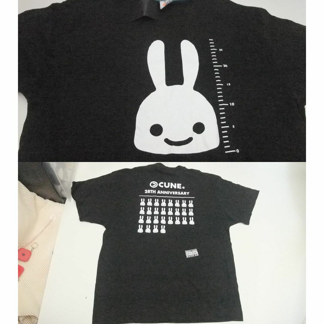 CUNE - cune XL キューン Tシャツ 定規 28周年記念 うさぎ29匹 黒 新品