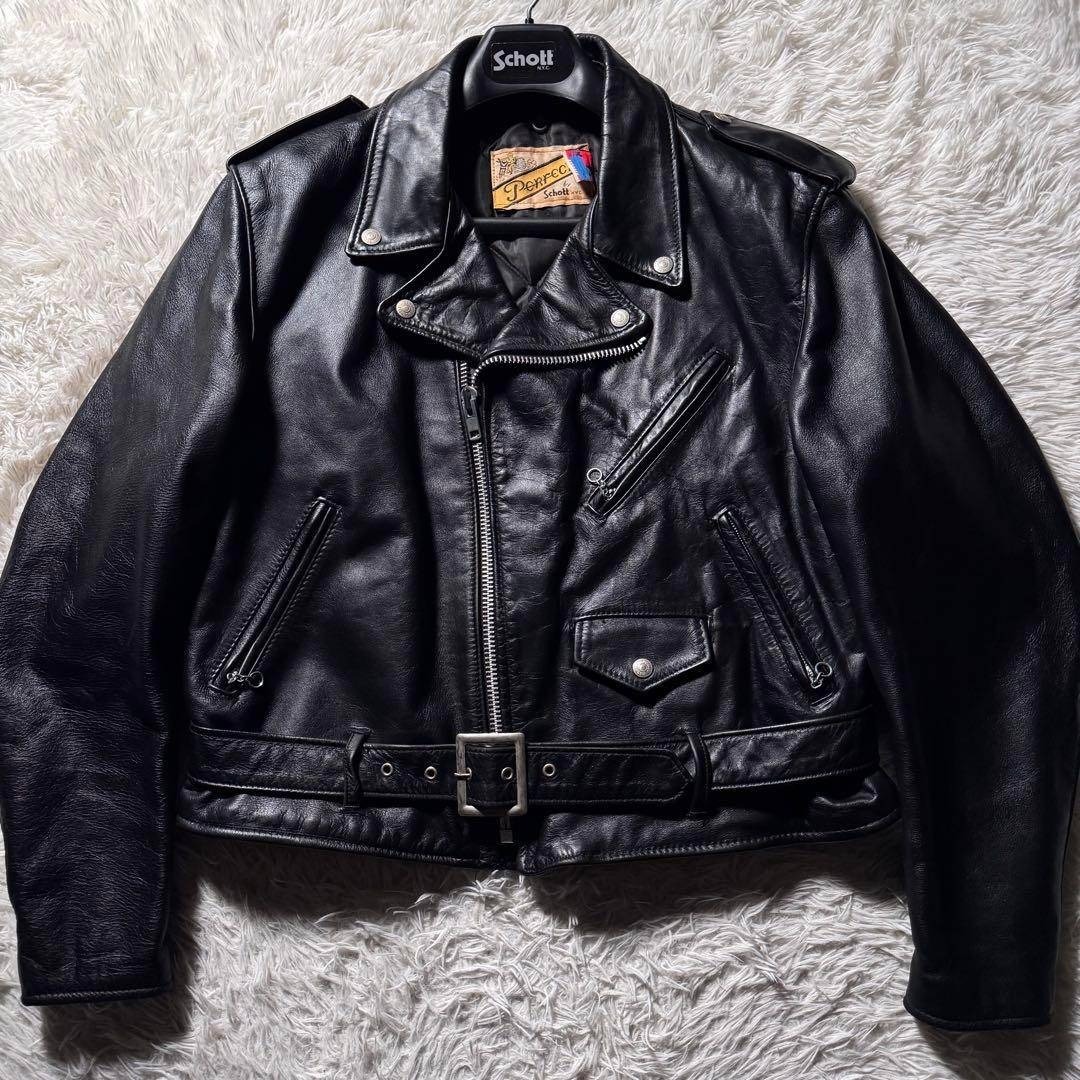 schott - 【米国製】schott ライダースジャケット ダブル 本革 黒 44