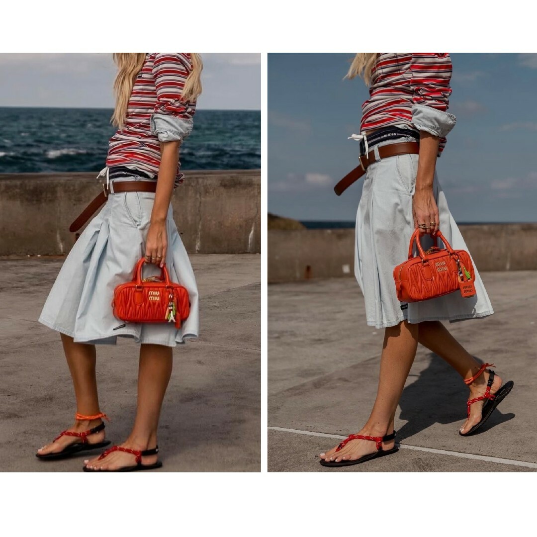 MIU MIU - miumiu ミュウミュウ プリーツ シャンブレー スカートの通販