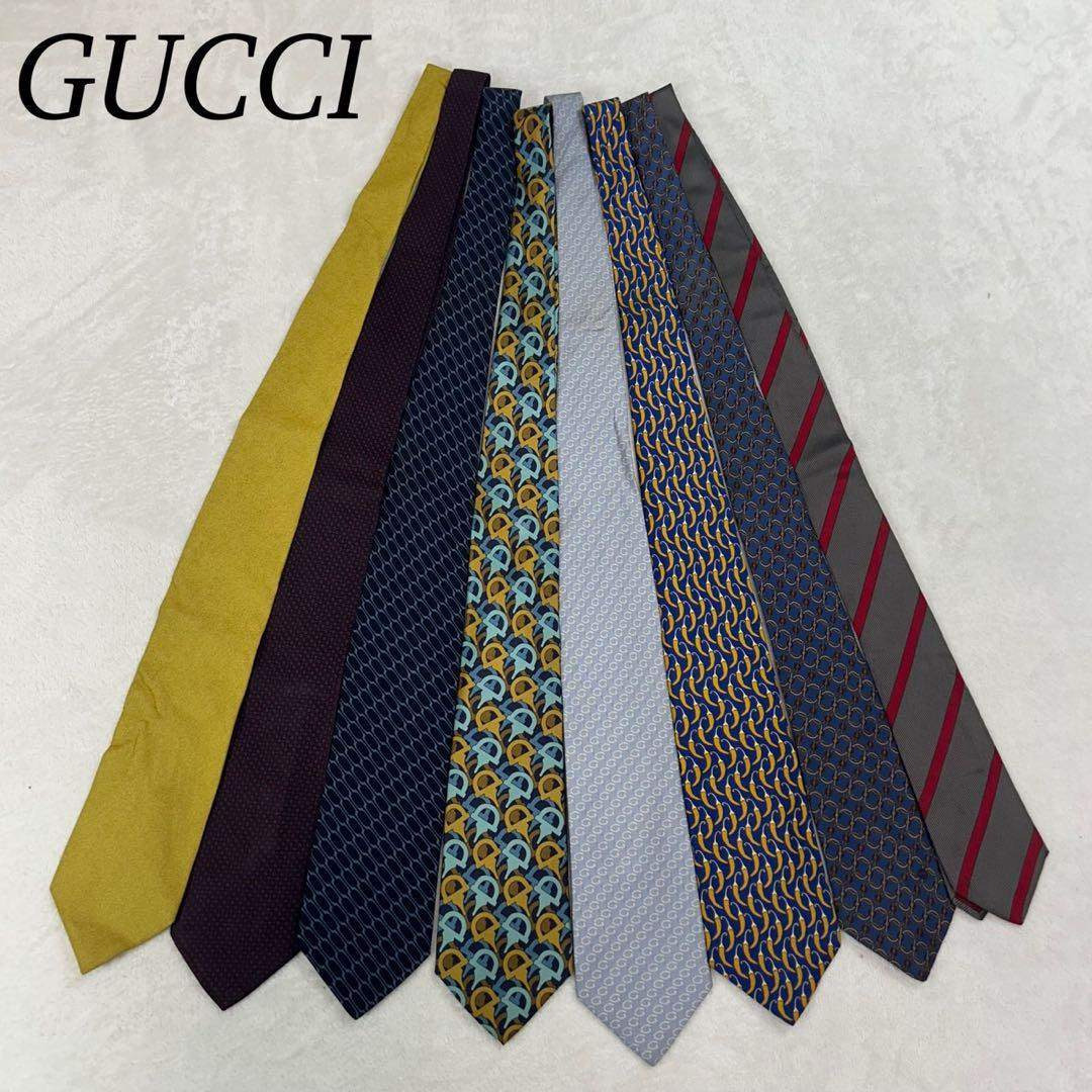 NM5 グッチ GUCCI 8本 セット まとめ売り ネクタイ メンズ