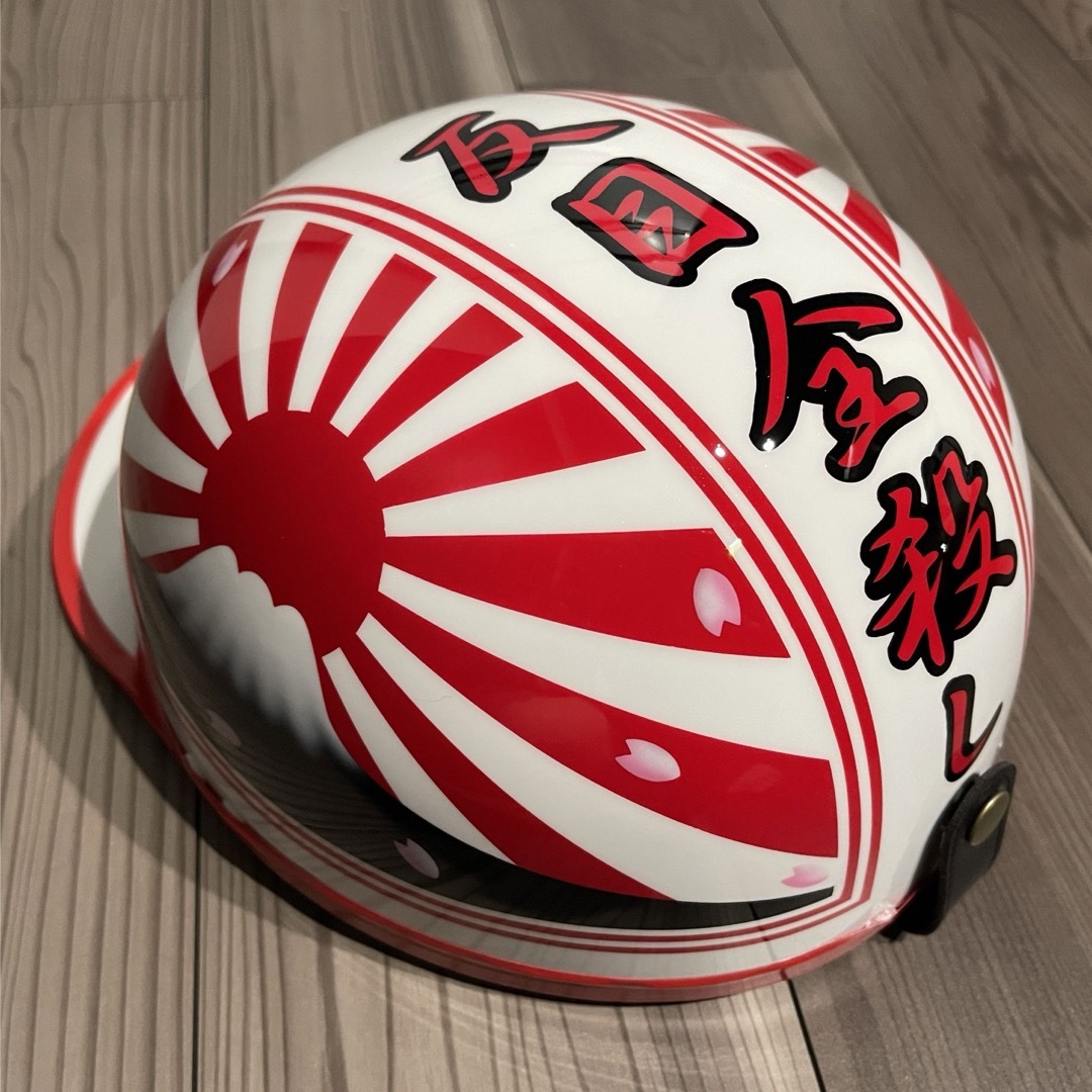 赤白 桜 富士日章 コルク半 ヘルメット の通販 by paint｜ラクマ