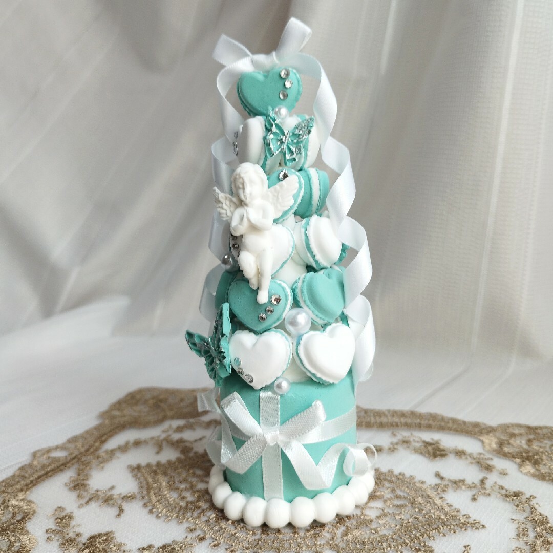ミニティファニーブルーハートマカロンタワーの通販 by flower＊S's
