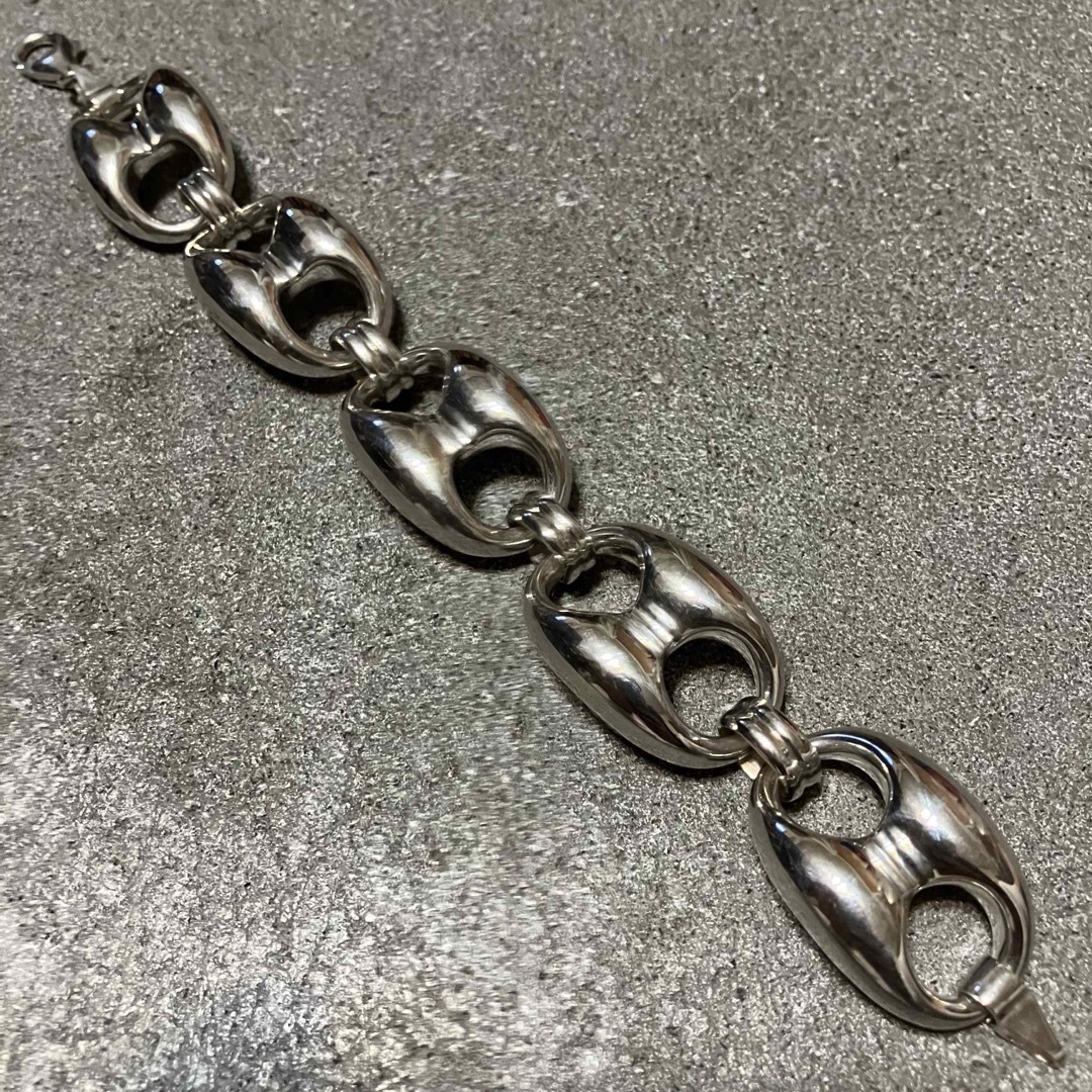 VINTAGE ヴィンテージ シルバー925豚鼻チェーンビッグブレスレット2の