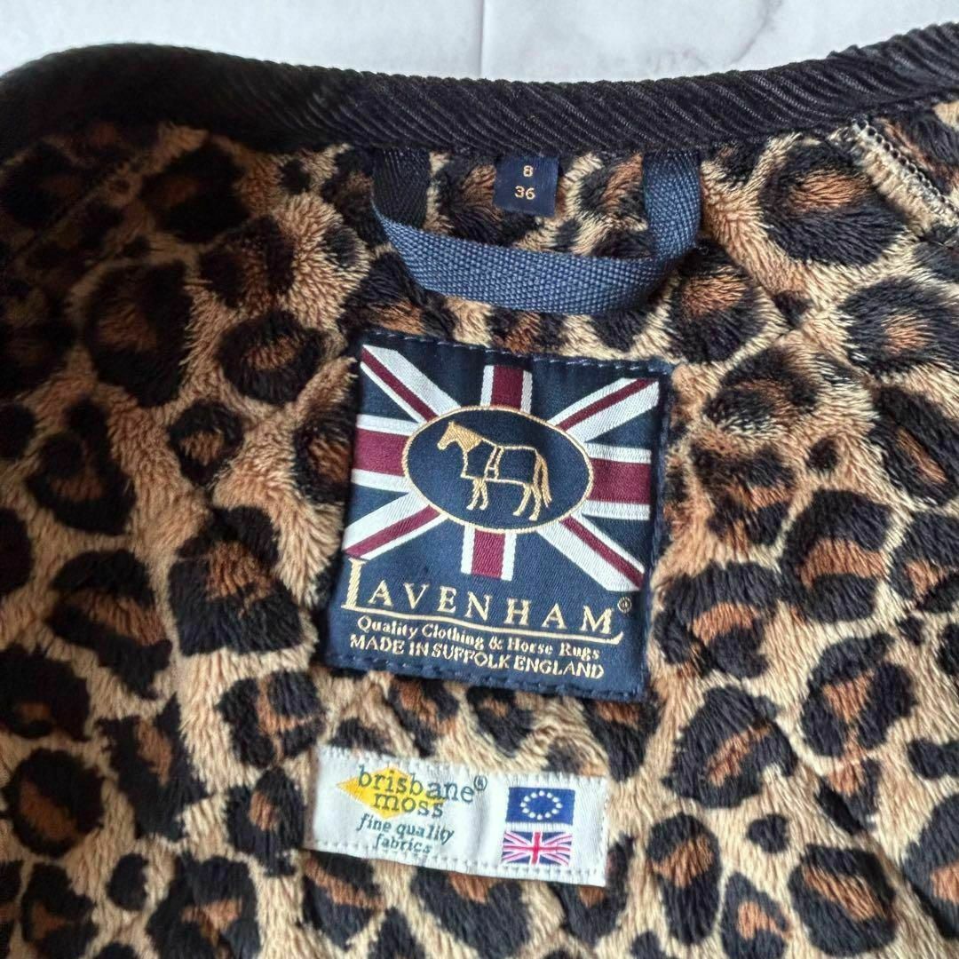 LAVENHAM - LAVENHAM 裏ボアキルティングコート 黒 レオパード柄 別注