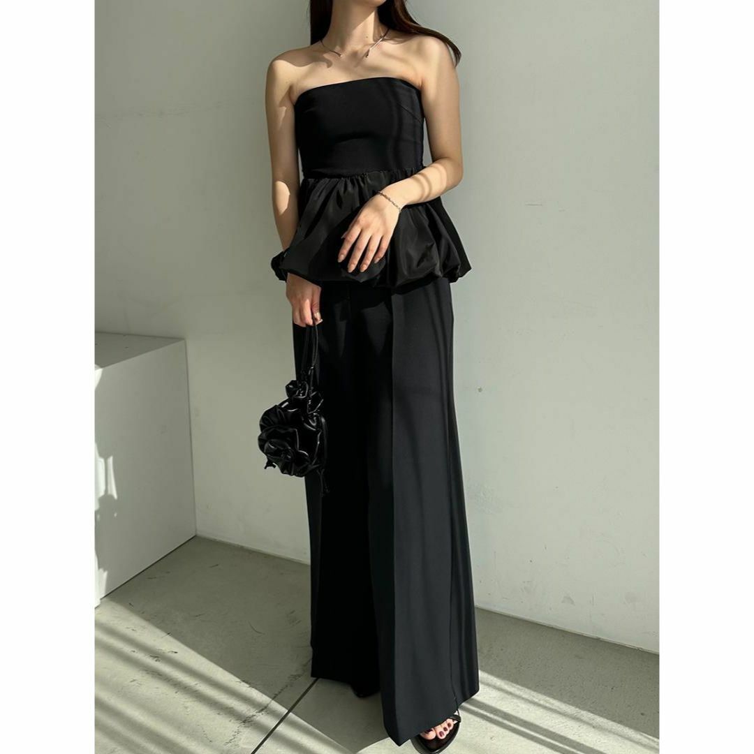 SNIDEL - 【新品】SNIDEL ペプラムベアトップ&パンツセット BLK 0