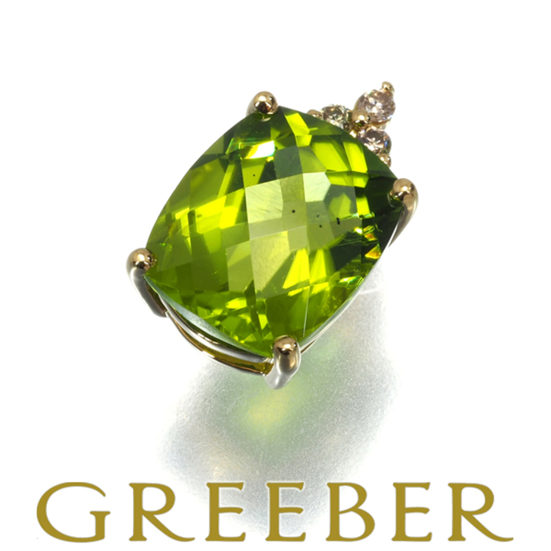 GSTV ペンダントトップ ペリドット 3.00ct ブラウンダイヤ K18YG の