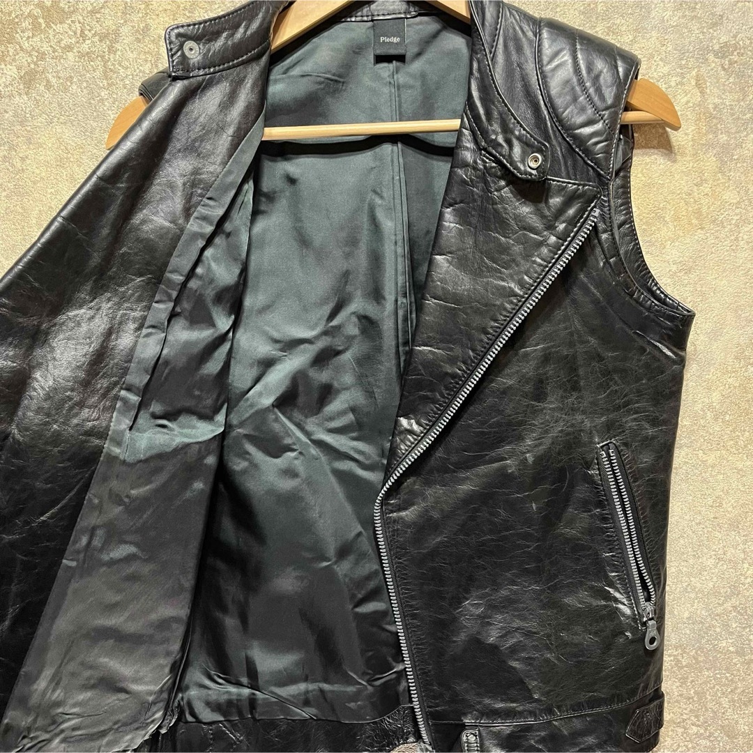 Pledge - Pledge プレッジ レザーベスト ライダースベストの通販 by
