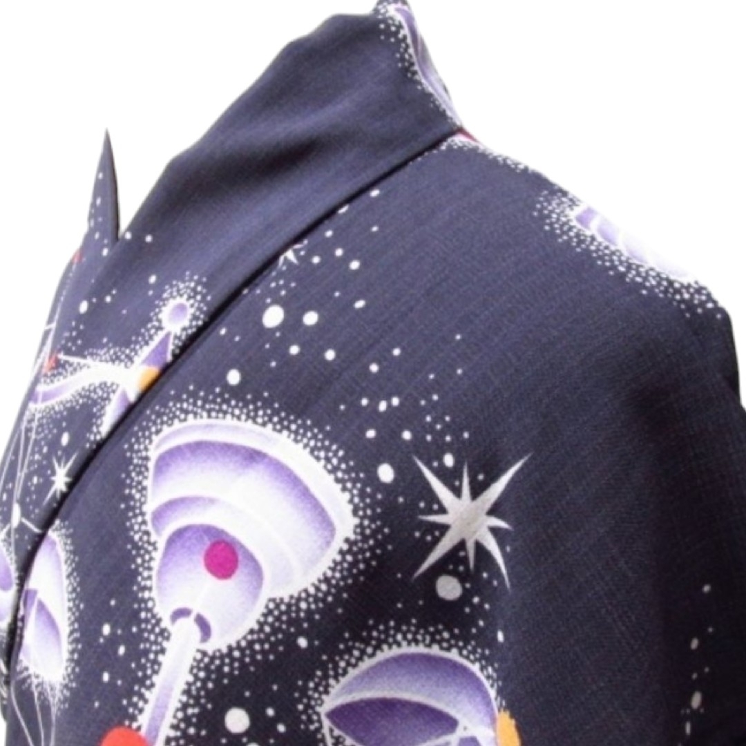 浴衣単品Mサイズ星座柄珍しい柄京都きもの町オリジナル「紫紺色 星