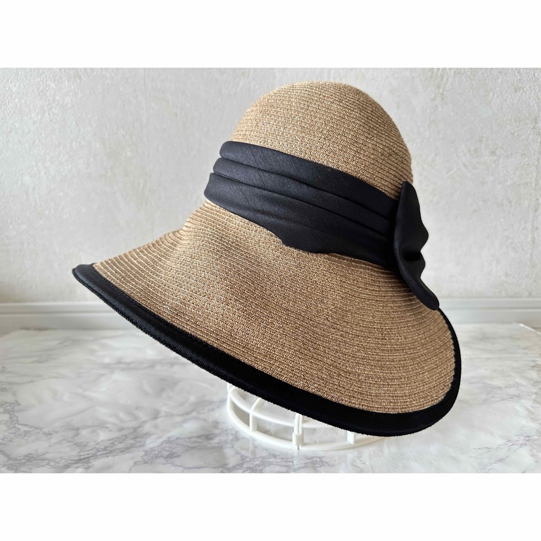 LANVIN - LANVIN ランバン ハット 麦わら帽子 M リボン スリット入り