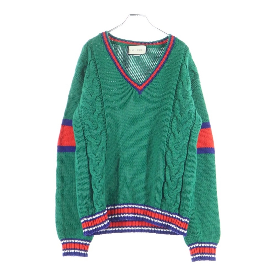 GUCCI - GUCCI グッチ 20SS Wool V Neck Cable Knit Sweater ウールV